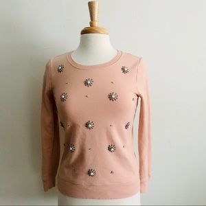 Pink Embellished LOFT Sweater (Size Small Petite)